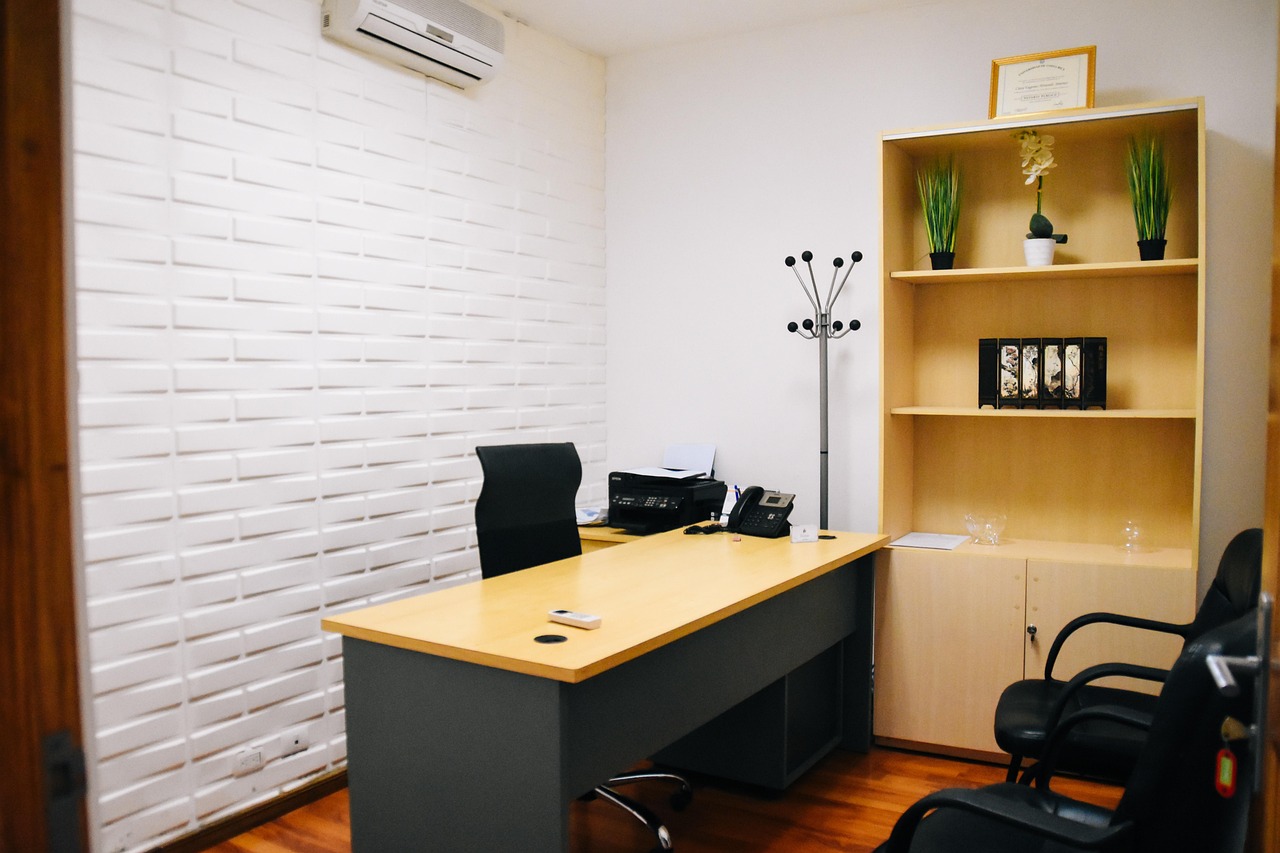 Professional business office meeting with modern workspace