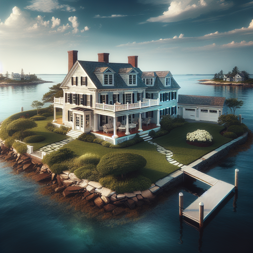 Beautiful coastal New Hampshire waterfront property with classic New England colonial home overlooking the Atlantic ocean